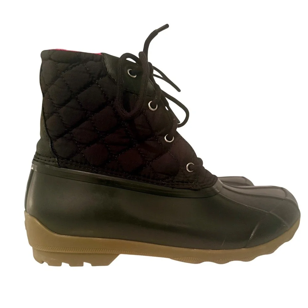 Sperry Black Quilted Duck Boots Waterproof Port Shoes Coastal Non Slip Insulated